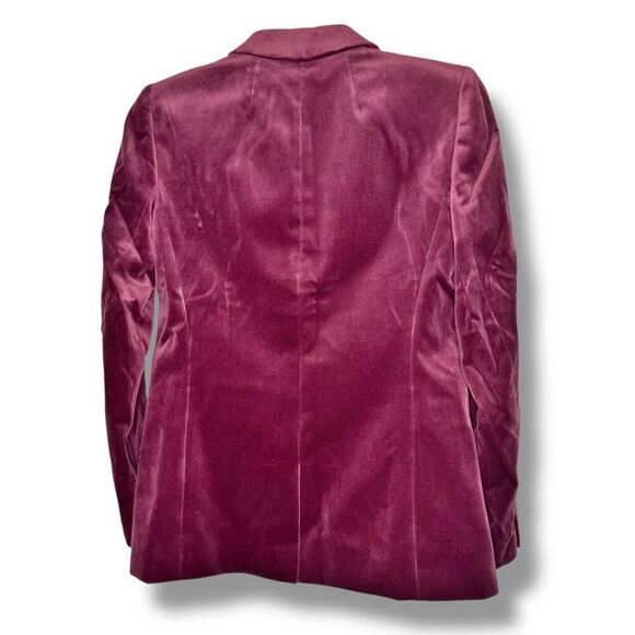 J. Crew Women’s Velvet Maroon Red Sport Blazer Coat Stripes Lined Modal Cotton 0 - Picture 3 of 10